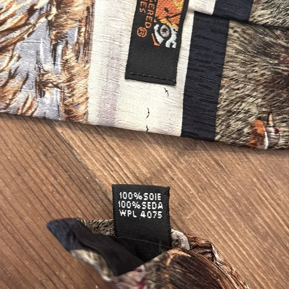 Vintage Y2K Katie D. Cundiff Lab Tie. Yellow Lab Mallard Duck Decoys 100% Silk